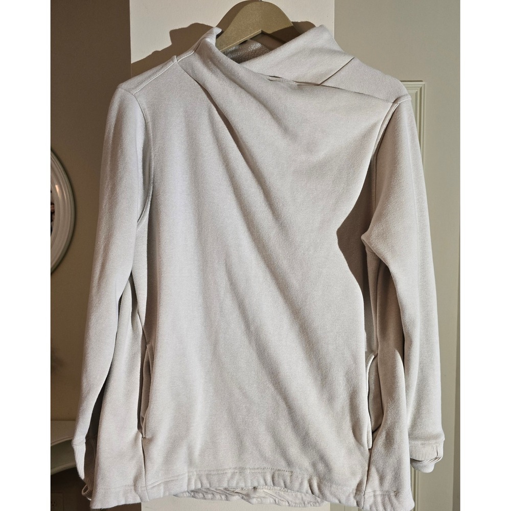 Workshop Republic Clothing Cream Fleece Cowl Neck Long Sleeve Pullover Women's